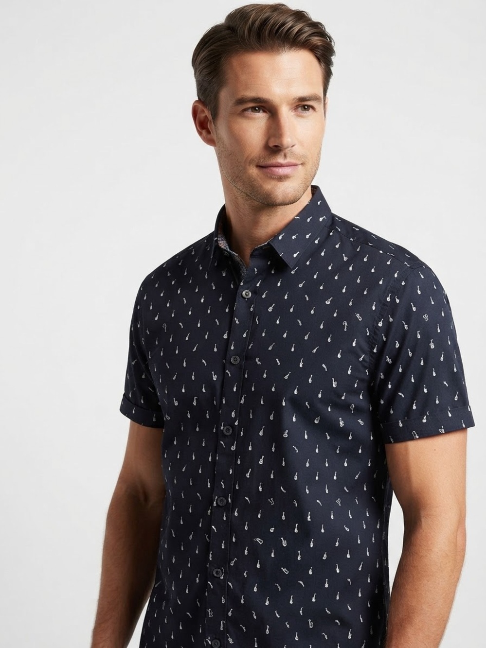 Ted Baker Musical Jazz Instrument Short Sleeve Music Navy Size 4 Large
